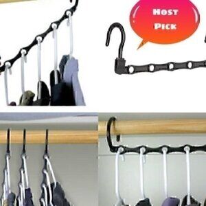 5 Black Wonder Hanger Max. Closet space saver organizer